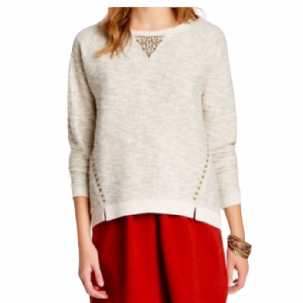 LUCKY LOTUS sweatshirt lucky‎ in love cream metallic embellished M